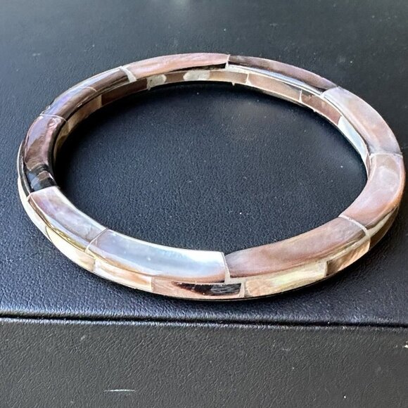 Necklace Earring Bracelet Set Mother of Pearl Shell Brown Earth Tones 22" New - Picture 9 of 12